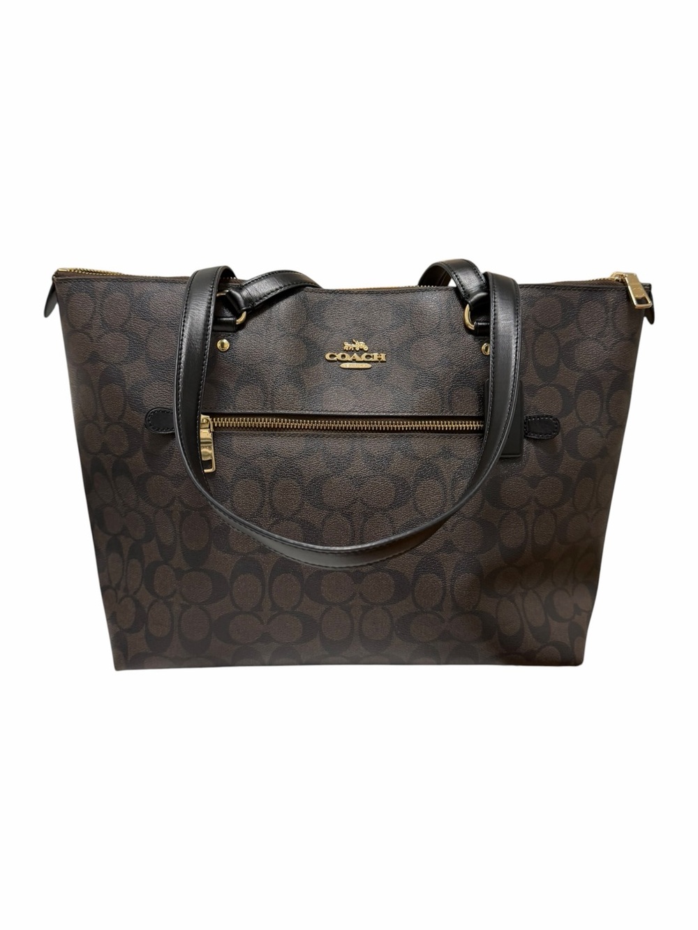 Coach Brown/Black Textured Leather Tote